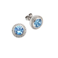 Celesta Ohrstecker 925 Sterling Silber Rhodiniert Zirkonia Pavé Blautopas Rund