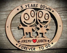 Personalized 3rd wedding anniversary gift custom couples names 3 years together