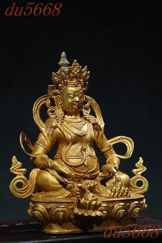 12.4"Tibetan Buddhism temple bronze Gilt Yellow Jambhala Mammon Buddha statue - Bild 6 von 9