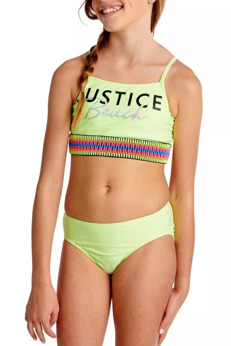 JUSTICE Girls Swimsuit Tankini Bikini Swim Set 12 14 16 18 L XL