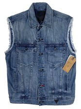 Men's GUESS Blue Denim / Jean Distressed Vest Small S NEW NWT AwEsOmE 