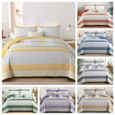 WONGS BEDDING Bohemian Stripe Bedspread Sets Queen/King Lightweight Microfiber