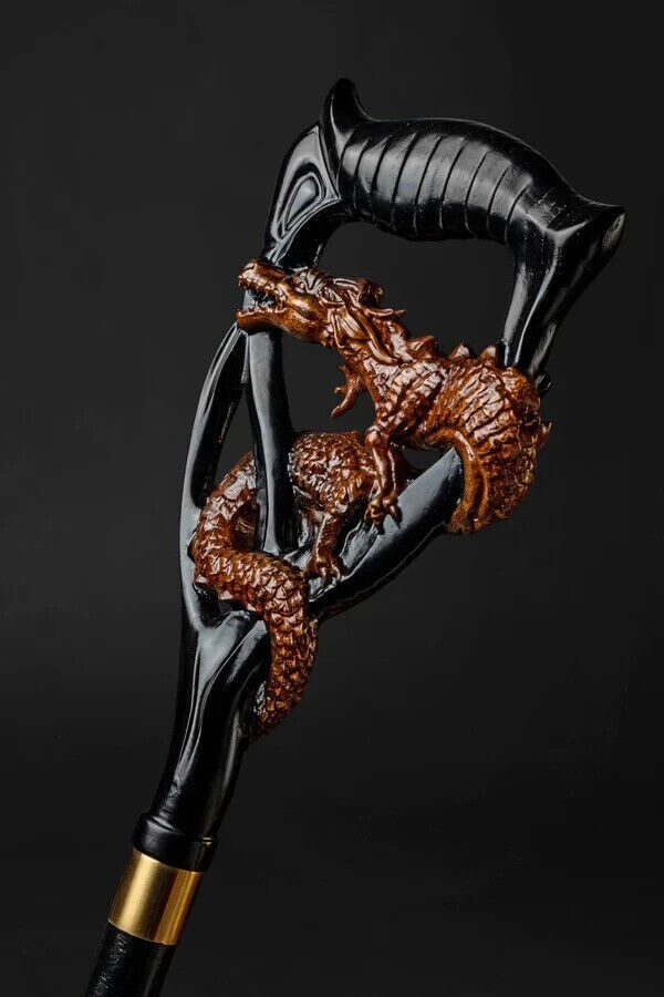 unique dragon handle walking cane fashionable woo… - image 6