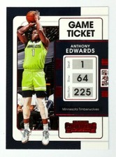 2021-22 Panini Contenders Game Ticket Red #5 Anthony Edwards Timberwolves