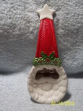 Santa Claus Christmas Spoon Rest African American New No Box 4" X 10"