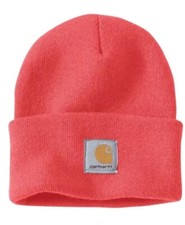 CARHARTT KNIT CUFFED BEANIE HAT - CORAL GLOW - OSFA - A18-Q70