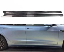 Real Carbon Fiber ART Style Side Skirt Side Splitter For Tesla 3 2019-2024