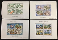 MONACO Fruit Wildlife Mini Sheets x 4 MNH (BLK28)