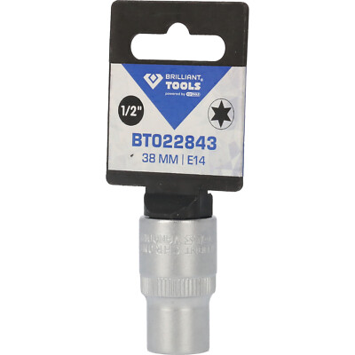Brilliant Tools 1/2-Inch Torx Socket Spanner - E14 Size, 38mm Length, Chrome Vanadium Steel