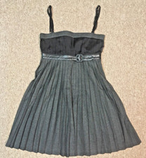 Dolce Gabbana Pleated Silk Wool Blend Dress, Gray Black, 40