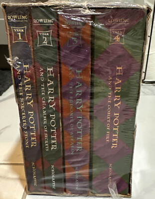 Harry Potter Scholastic 1-4 Book Box Set JK Rowling New Factory