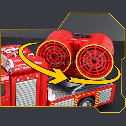 Fire Engine Toy 1/18 Diecast Smoke Exhaust Fire Truck with Light Sound for Boys - Picture 11 of 17