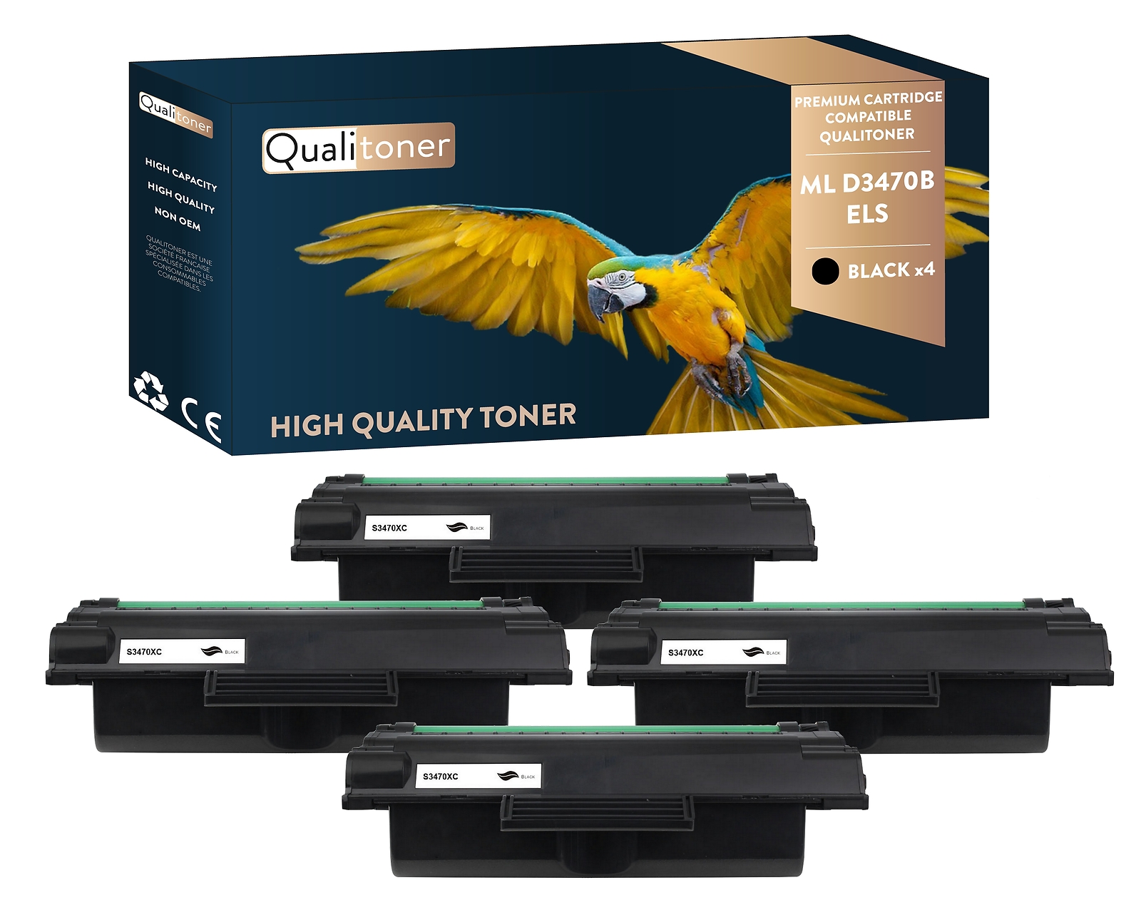 Toner SAMSUNG MLD3470B Noir x4 QUALITONER pour Éviter les Pannes d'Encre