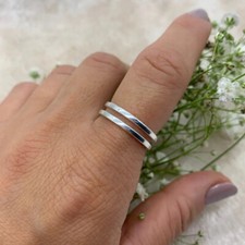 Solid 925 Sterling Silver Double Layer Signet Ring Handmade Thumb Ring All Size