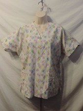 Curious George Scrub Top Women's Butterfly  Hearts Scrub Top Size Medium