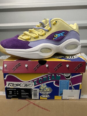 Size 10 Reebok Question Low x BBC Ice Cream Yellow Lilac Glow