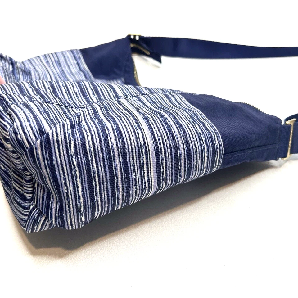 *Hobo Bandolera Preppy BAGGALLINI Hannover Azul con Rayas Azules y Blancas Foto 4 de 4