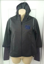 NEW YORK GIANTS Girls Hoodie Size Small 7/8 Double Sleeves Thumb Holes Gray New