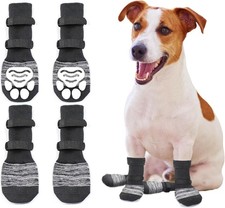 Anti Slip Paw Protectors Dog Socks,Non-Slip Socks with L, black