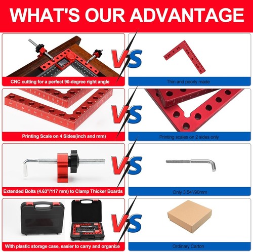 Corner Clamp for Woodworking, 4-Pack 90 Degree Right Angle with Red - Picture 3 of 7