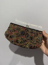 Multi-color Laregale Evening Purse Clutch Shoulder Strap Peacock Beaded M Multi-color Laregale Evening Purse Clutch Shoulder Strap Peacock Beaded M
