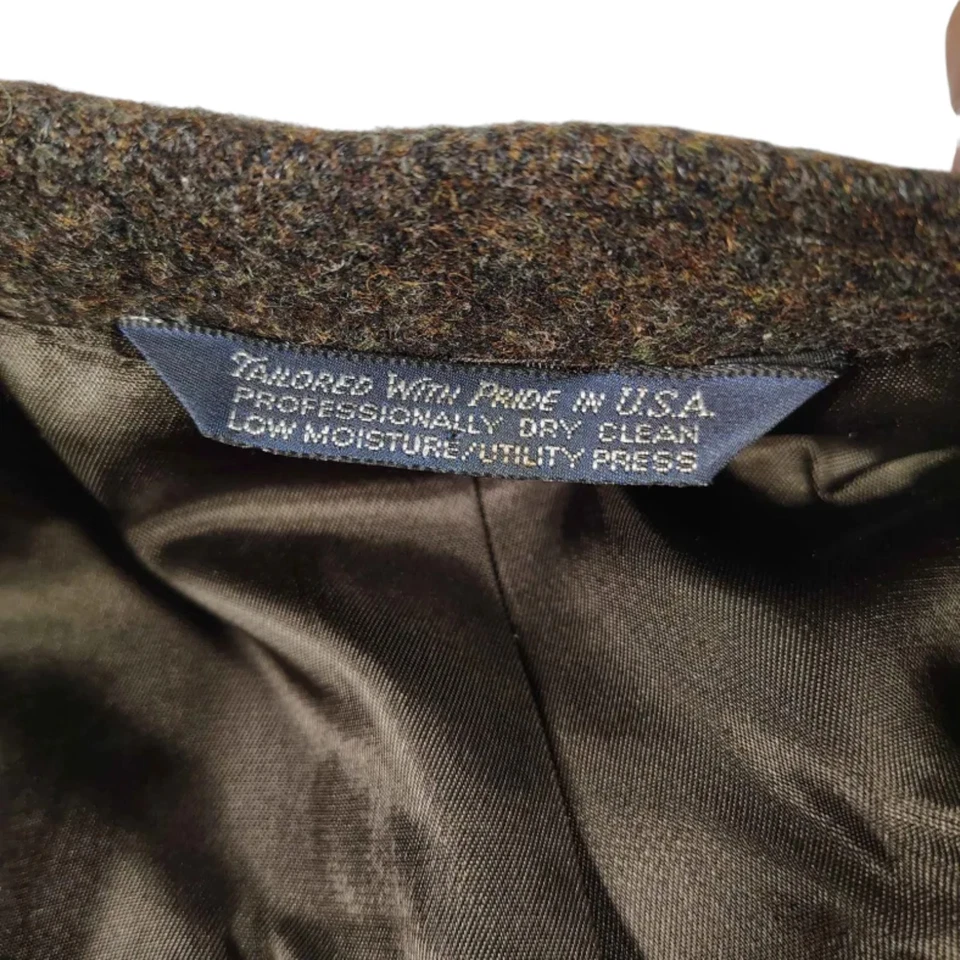 ВИНТАЖНЫЙ LAND'S END мужской Твидовый Blazer Sport пальто повседневный куртка размер 48R шерсти костюм - Изображение 3 из 4