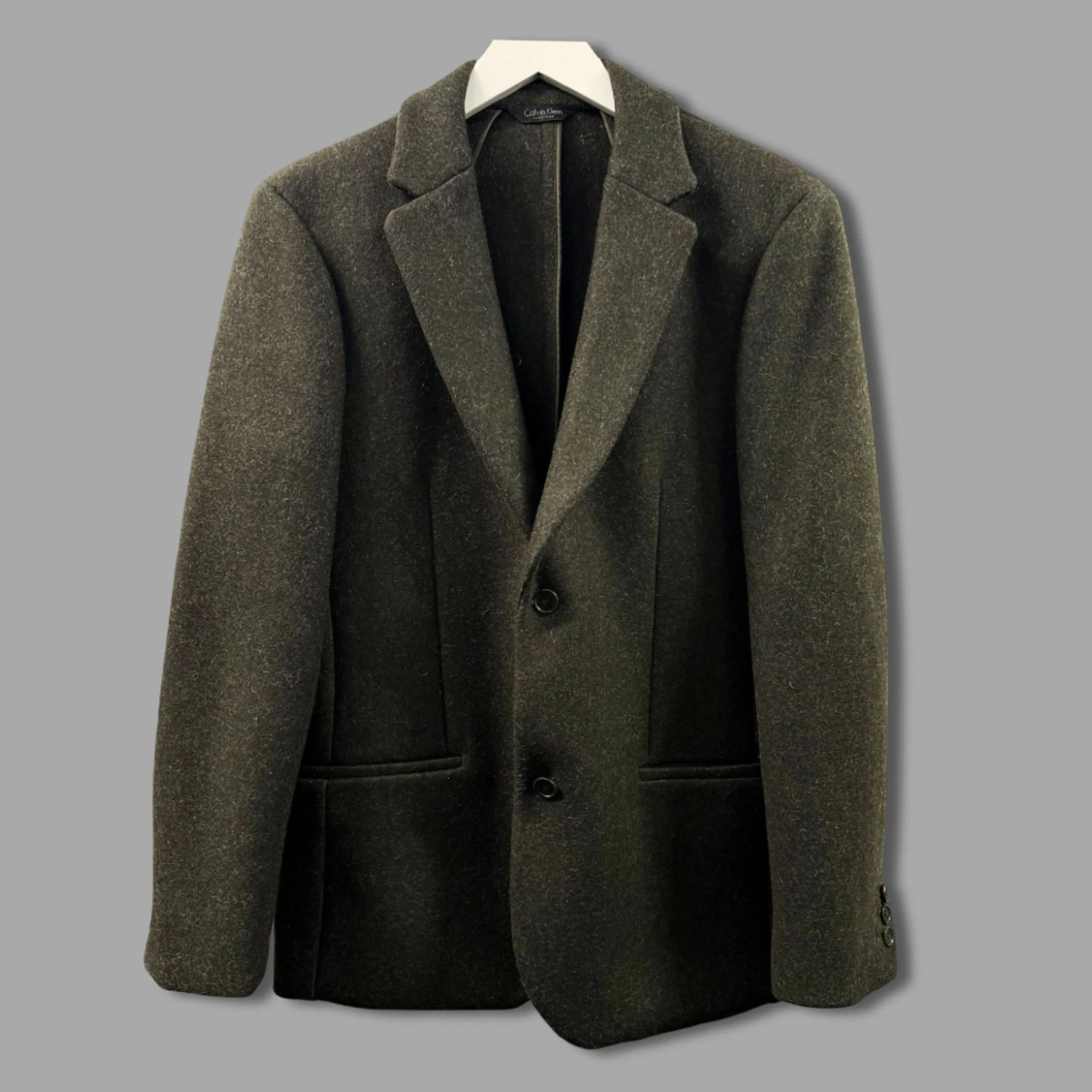 CALVIN KLEIN COLLECTION Dark Green Heavy Wool Blazer Jacket Sz IT 48