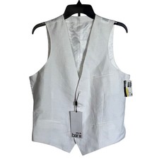 Bar III Men's Slim-Fit White 100 Linen Suit Vest white Medium 115