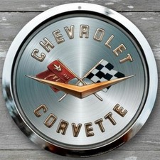 Chevrolet Corvette 12 Diameter Embossed Aluminum Licensed Sign Made In Usa New Chevrolet Corvette 12 Diameter Embossed Aluminum Licensed Sign Made In Usa New