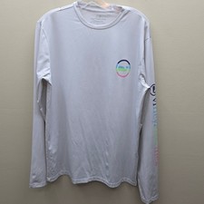 Vineyard Vines Neon Whale Rash Guard Performance Long-Sleeve Shirt White Small