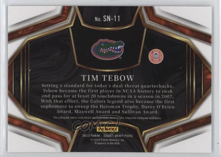 2023 Panini Select Draft Picks Snapshots Tim Tebow #SN-11 - Image 2 of 2