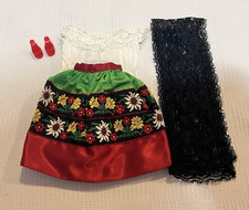 Vintage 1960s Mattel Barbie In Mexico Outfit 820 Dress Skirt Scarf Shoes