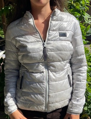 Karl Lagerfeld padded jacket silver grey Logo - small medium Ultra lightweight