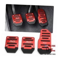 Car Non-slip Pedal Pads, Alloy Thickened Throttle Clutch Brake Cover 3 PCS Red