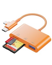 SD Card Reader for iPhone iPad with USB , Dual Card Slot USB Memory Card Read...