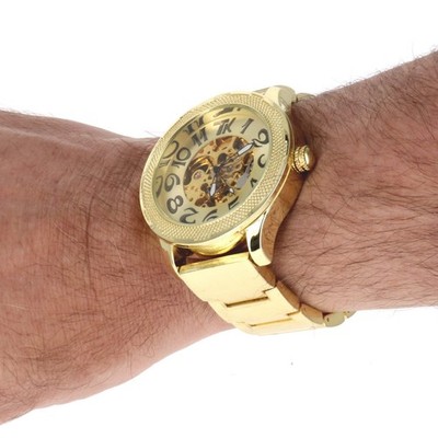 Men TECHNO KING Mechanical Automatic heavy Bezel Skeleton Watches