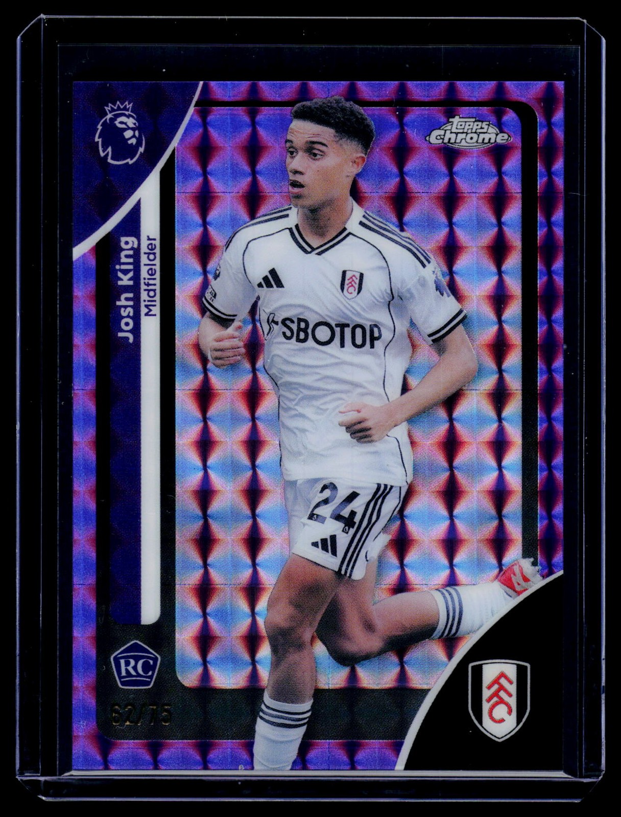 2026 Topps Chrome Premier League Josh King Rc Purple Geometric /75
