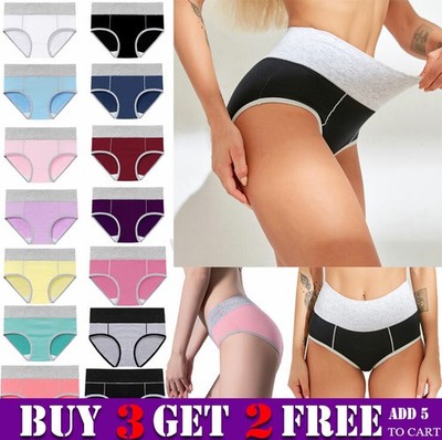 Women  Cotton Briefs Underwear High Waist Knickers Full Back Coverage Panties