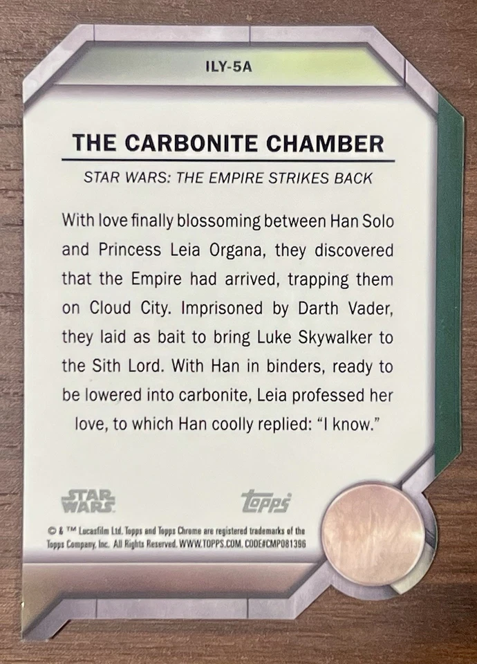 2024 Topps Chrome Star Wars CARBONITE CHAMBER I Love You Leia Orange 23/25 - Image 2 of 3