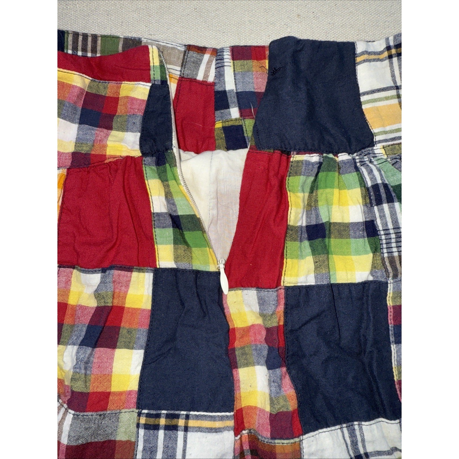 Y2K Bubble Skirt Patchwork Madras Plaid American … - image 4