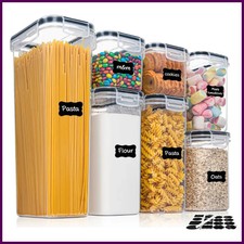 7pcs Kitchen Food Storage Containers BPA Free Plastic Airtight Boxes with Labels