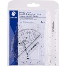 Math Geometry Set 4 Piece Student School Supplies Kit with Clear Protractor 6