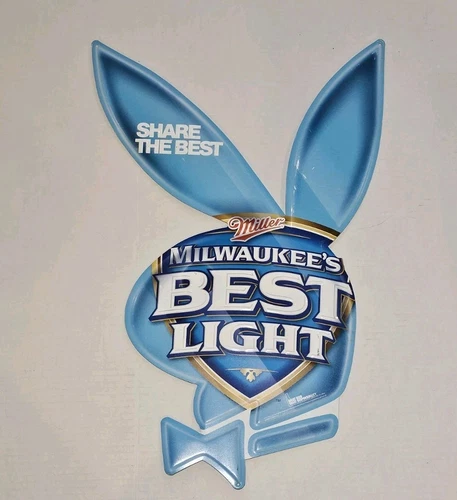 Vintage Miller Milwaukee's Best Light Playboy Bunny Beer Sign Metal/Tin 24"x16"