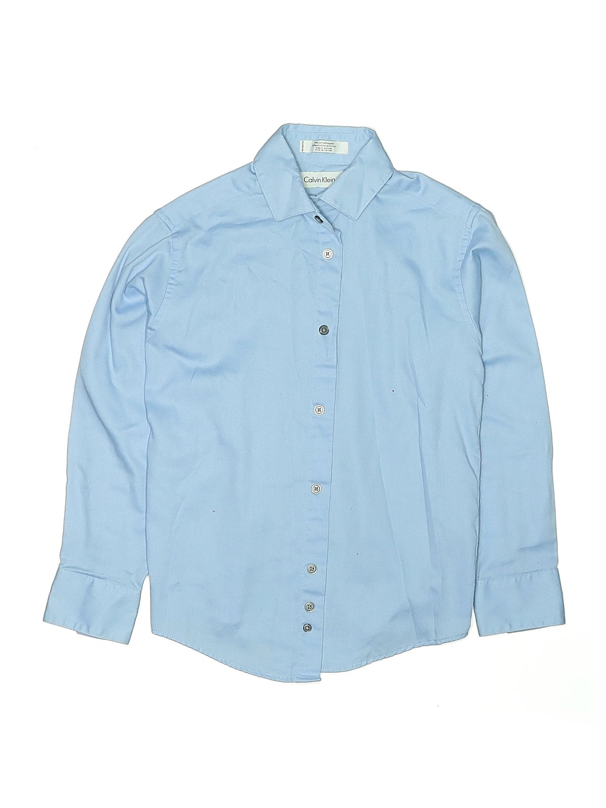 Calvin Klein Boys Blue Long Sleeve Button-Down Shirt 8