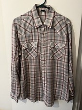 Rare Vintage 70s Levis Pearl Snap Western Shirt Mens White Tab Sawtooth XL 25x31