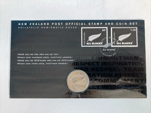 New Zealand Stamp and Coin Set - All Blacks -  Copper and Nickel 1$ - 2010