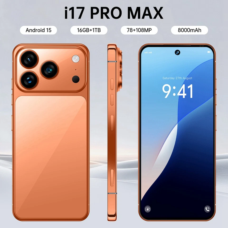 2025 NEW i17 Pro Max 16+1TB 8000mAh 7.3 inch Android 15 Phone Unlock Dual SIM - Image 2 of 4