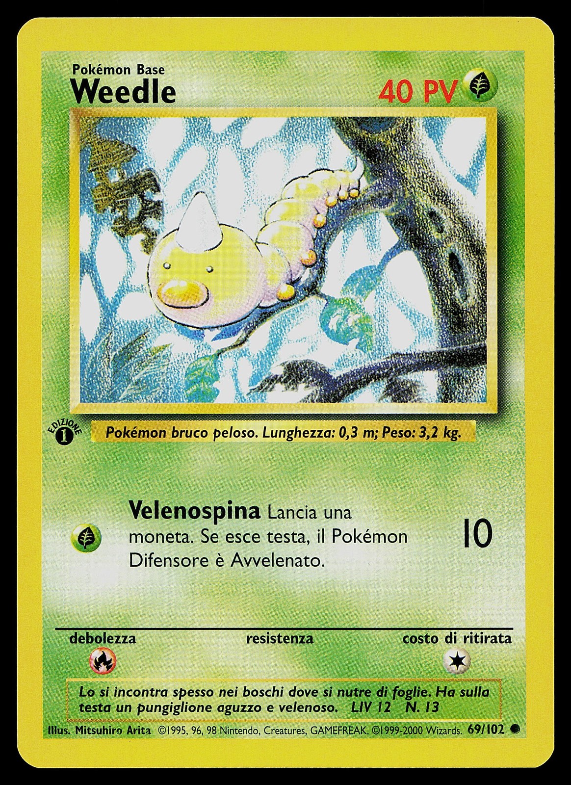 Pokemon Card - Weedle 1st Edition Italian Base Set 69/102 Common