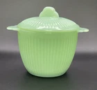 Vintage 1950s Fire King Jadeite Green Glass Jane Ray Sugar Bowl  Anchor Hocking