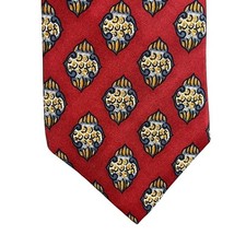 Gates North Scituate Mens Silk Tie Red Geometric Medallion Made in USA Classic
